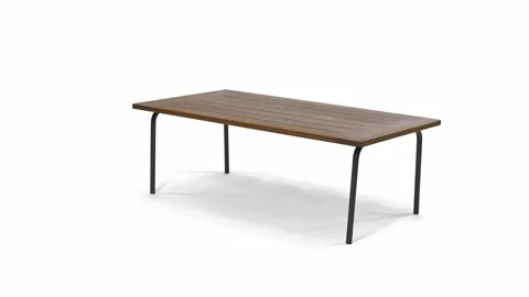 Modern large table made of wood on a white background. Stock Footage 220349924