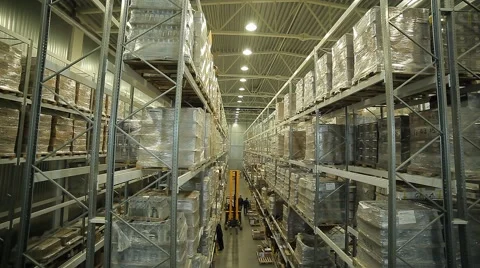 Modern large warehouse and loader Stock Footage 60125335
