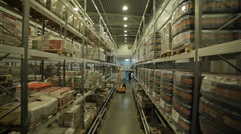 Modern large warehouse and loader Stock Footage 60246992