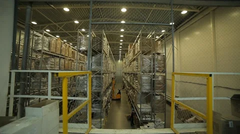 Modern large warehouse and loader Stock Footage 60247189