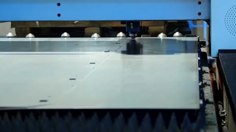 Modern laser cutting of metal on automatic equipment. Stockbeeldmateriaal 150198684