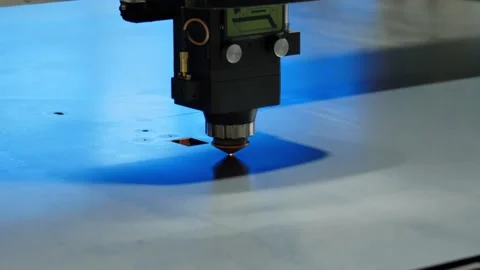 Modern laser cutting of metal on automatic equipment. Stock Footage 150198733