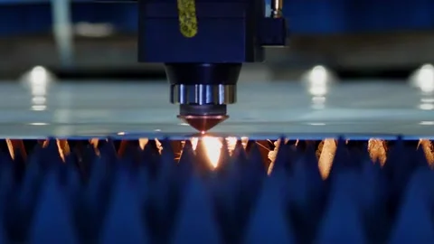 Modern laser cutting of metal on automatic equipment. Stock Footage 150198775