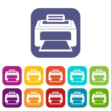 Modern laser printer icons set Ilustración de archivo