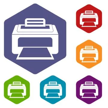 Modern laser printer icons set Ilustración de archivo
