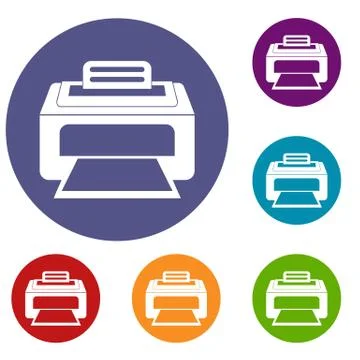Modern laser printer icons set Stock Illustration