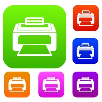 Modern laser printer set collection Ilustración de archivo