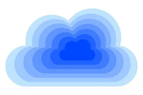 Modern layered cloud icon in vibrant blue gradient style. Vector illustration Illustrazione stock