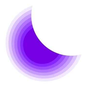 Modern layered crescent moon icon in vibrant purple gradient style. Vector Stockillustratie