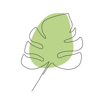 Modern leaf image in minimalism. Vector illustration in line art style. Stock Illustration