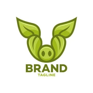 Modern Leaf Pig logo Stock Illustration