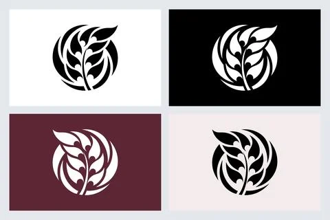 Modern Leaf Plant Logo Icon Vector Set Stock Illustration
