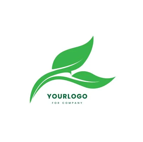 Modern leaf tree logo design with text and natural fresh leaf isolated vecto Stock Illustration