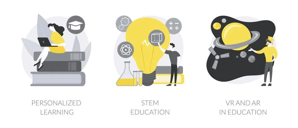 Modern learning abstract concept vector illustrations. Stock Illustration