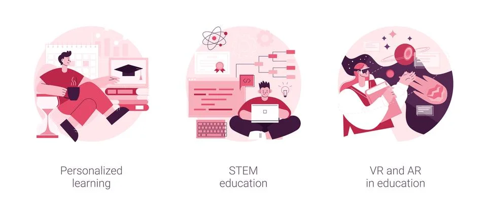 Modern learning abstract concept vector illustrations. Stock Illustration