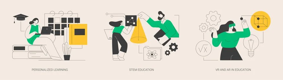 Modern learning abstract concept vector illustrations. Illustrazione stock