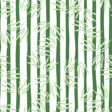 Modern leaves semless pattern. Abstract tropic leaf isolated on stripe backgr Stock Illustration