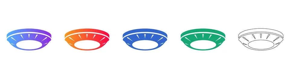 Modern LED Ceiling Light Fixture Icons Set Stock Illustration