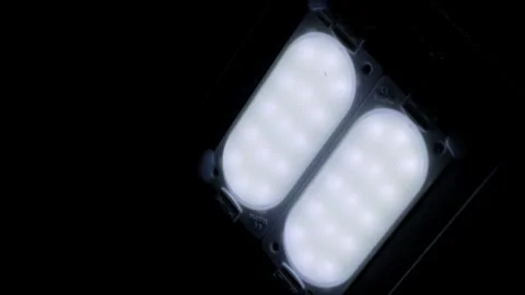 Modern LED Light Panels Glowing In Darkness Video stock 325338039