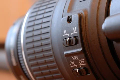 Modern lens control buttons. Shallow depth of field Stock Photos