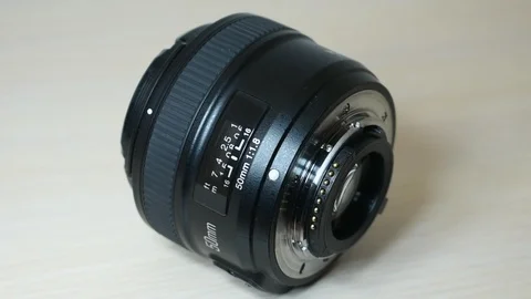 Modern lens for slr camera Video stock 122518784