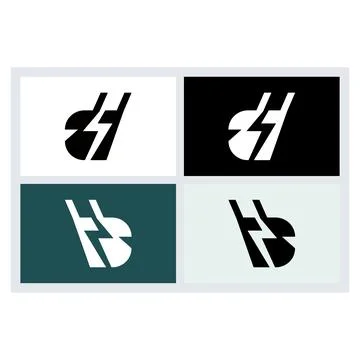 Modern Letter B Lightning Bolt Logo Design Set Stock-Illustration