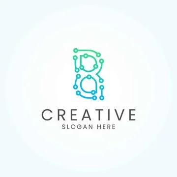 Modern Letter B Tech Logo Design Vector Template Stock Illustration