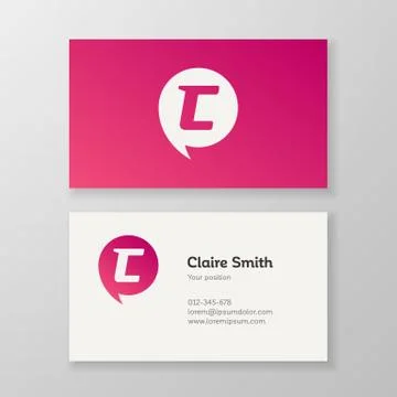 Modern letter C in speech bubble Business card template Illustrazione stock