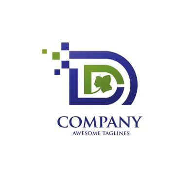 Modern letter d with leaf logo vector Stock Illustration
