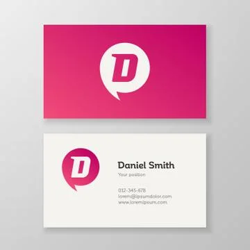 Modern letter D in speech bubble Business card template イラスト素材