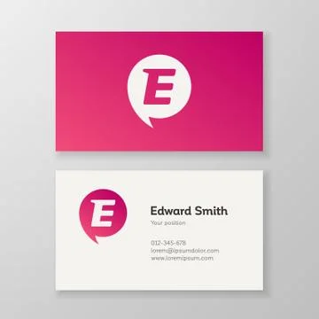 Modern letter E in speech bubble Business card template イラスト素材