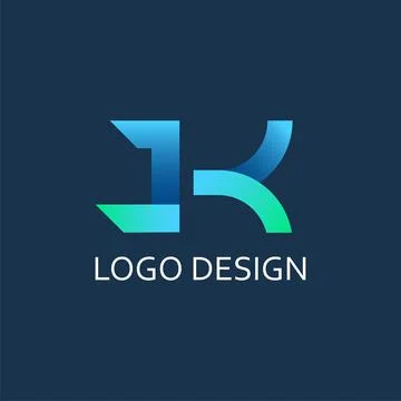 Modern letter J K gradient vector logo design Stock Illustration