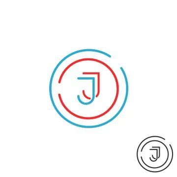 Modern letter J logo monogram, outline emblem business card,  line deco desig Stock Illustration