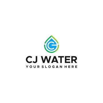 Modern letter mark initial CJ WATER logo design Stock Illustration