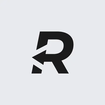 Modern Letter R Monogram Logo with Integrated Backward Arrow for Brand Identity Stock Illustration