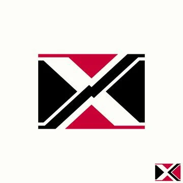 Modern letter X lightning bolt power logo template icon for tech energy esports Stock Illustration