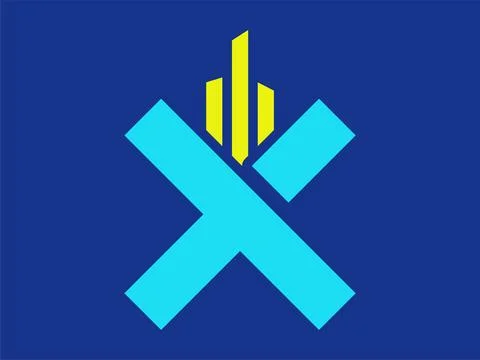 Modern Letter X Skyscraper Icon, Minimalist Urban Architecture Logo Design イラスト素材