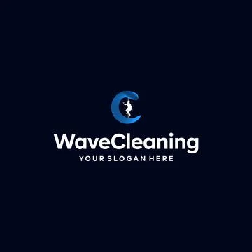 Modern lettermark initial C cleaning logo design Ilustración de archivo