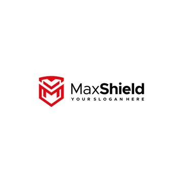 Modern lettermark initial M Max Shield logo design Stock Illustration
