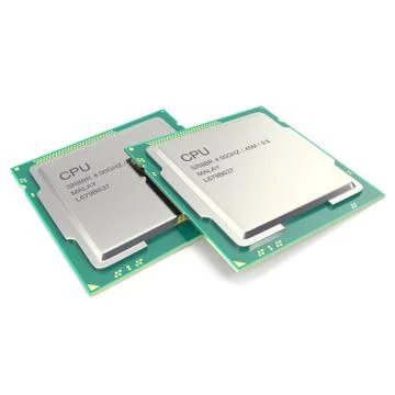 Modern LGA CPU isolated on white background. 3d illustration Stock Illustration