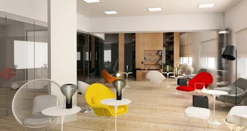 Modern library, 3d render Stock Illustration