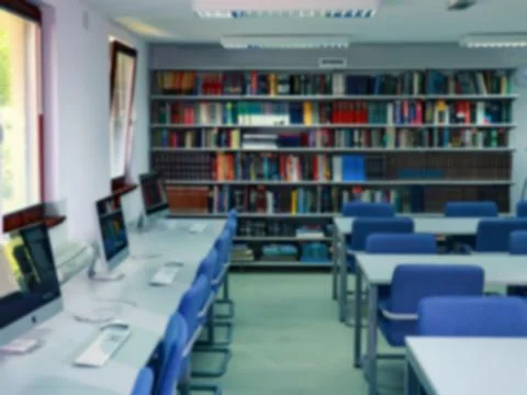 Modern library, blur Stock Photos