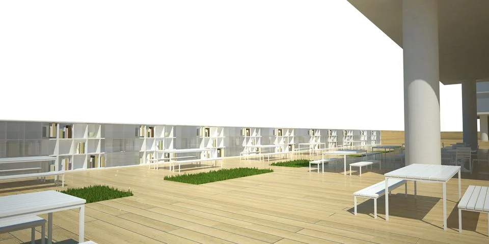 Modern library exterior 3d render 스톡 일러스트