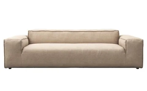 Modern light beige fabric sofa. 3d render Stock Illustration