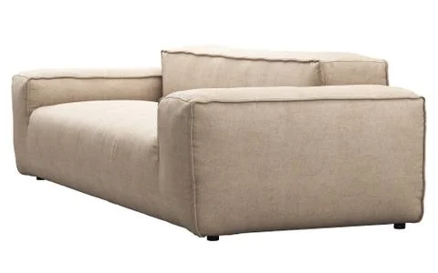 Modern light beige fabric sofa. 3d render Stock Illustration