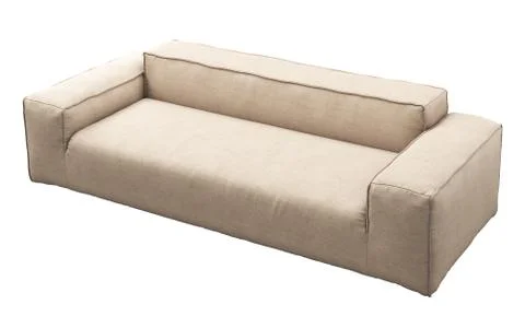 Modern light beige fabric sofa. 3d render Stock Illustration