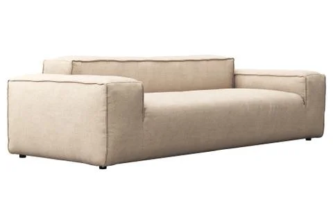 Modern light beige fabric sofa. 3d render Stock Illustration