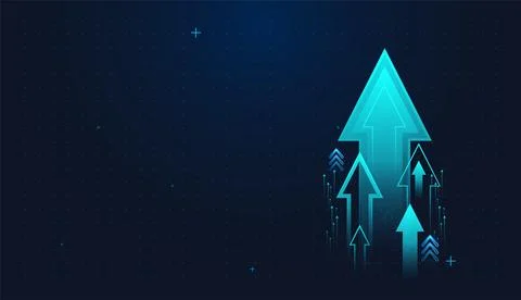 Modern light blue arrows pointing upward symbolize strong growth and increa.. Stock Illustration