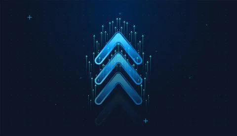 Modern light blue arrows rising upward symbolize continuous growth and incr.. Illustrazione stock