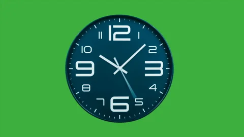 Modern light blue clock face moving forward timelapse green screen chroma key Stock-Footage 127372647